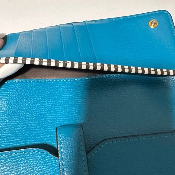 Henri Bendel Blue Wristlet Wallet with lipstick slot - Picture 9 of 10